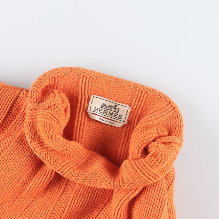 Hermes cashmere blend ribbed roll-neck wool knit sweater, made in Italy, men's size XL equivalent. wool orange type Vintage Second Hand