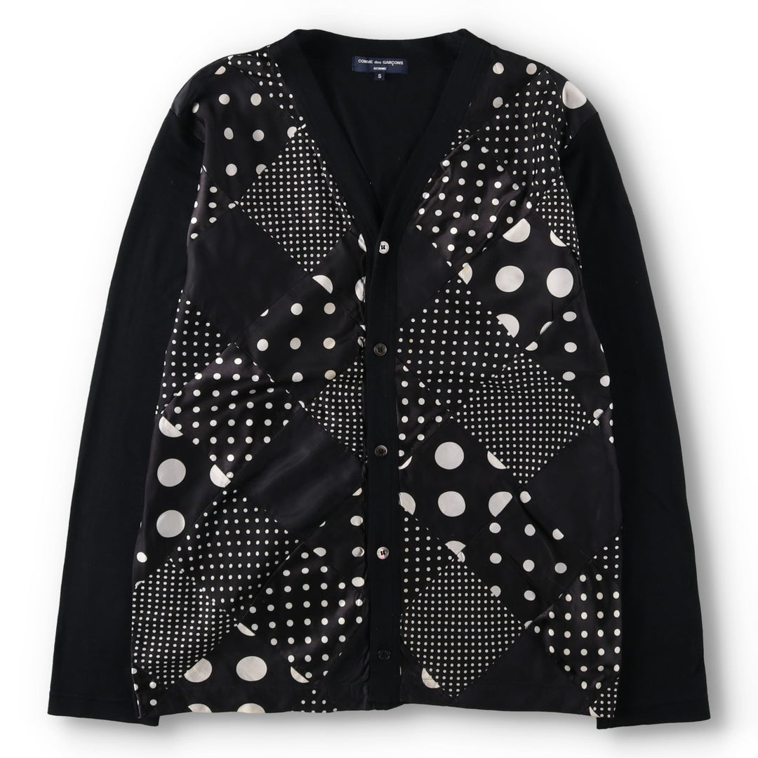 Comme des Garçons Homme Dot Pattern Patchwork Wool Knit Cardigan, Men's Size S (approx.) polyester black type Vintage Second Hand