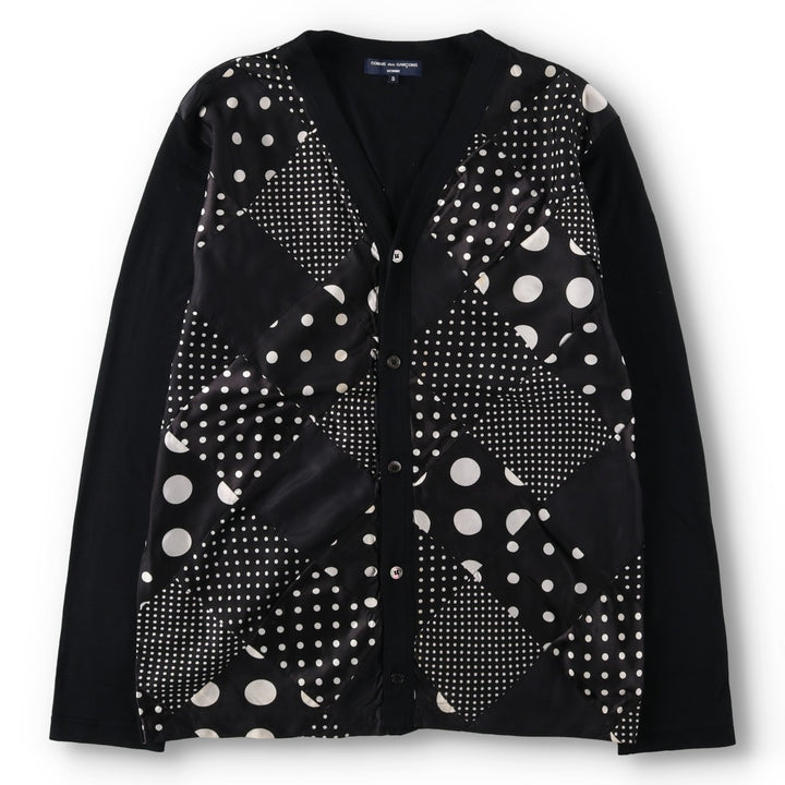 Comme des Garçons Homme Dot Pattern Patchwork Wool Knit Cardigan, Men's Size S (approx.) polyester black type Vintage Second Hand