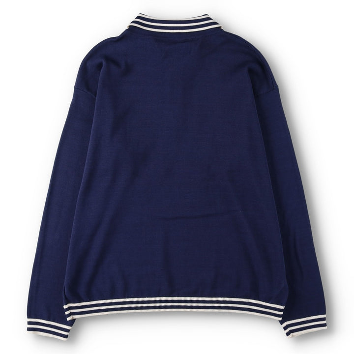 BODE Collared Cotton Knit Half-Zip Sweater, Men's Size M (approx.) cotton navy blue type Vintage Second Hand