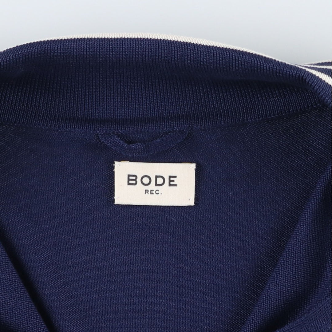 BODE Collared Cotton Knit Half-Zip Sweater, Men's Size M (approx.) cotton navy blue type Vintage Second Hand