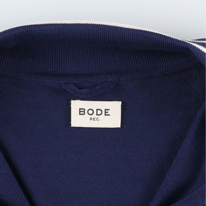 BODE Collared Cotton Knit Half-Zip Sweater, Men's Size M (approx.) cotton navy blue type Vintage Second Hand