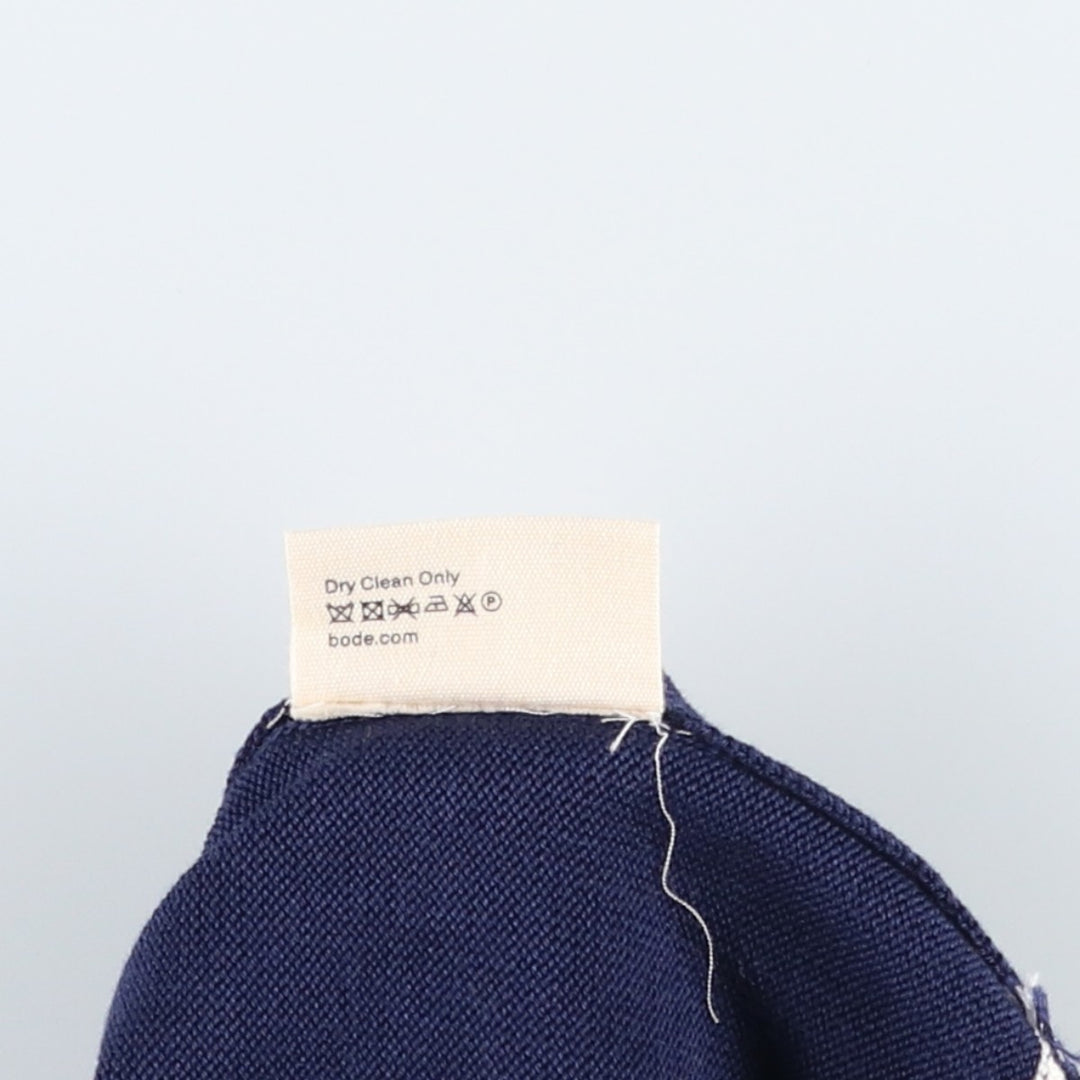 BODE Collared Cotton Knit Half-Zip Sweater, Men's Size M (approx.) cotton navy blue type Vintage Second Hand