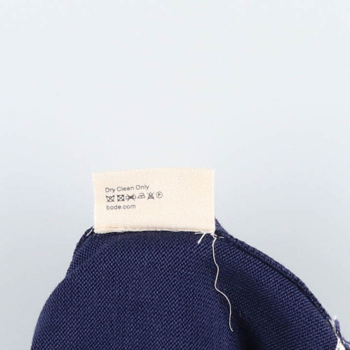 BODE Collared Cotton Knit Half-Zip Sweater, Men's Size M (approx.) cotton navy blue type Vintage Second Hand