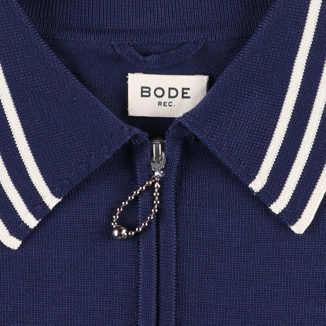 BODE Collared Cotton Knit Half-Zip Sweater, Men's Size M (approx.) cotton navy blue type Vintage Second Hand