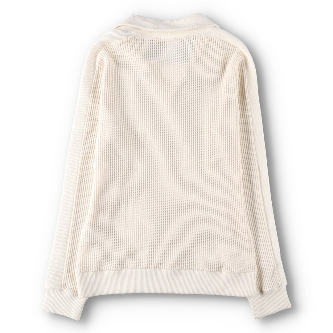 Wales Bonner Collared Mesh Cotton Knit Sweater, Men's Size L cotton unbleached Vintage Second Hand