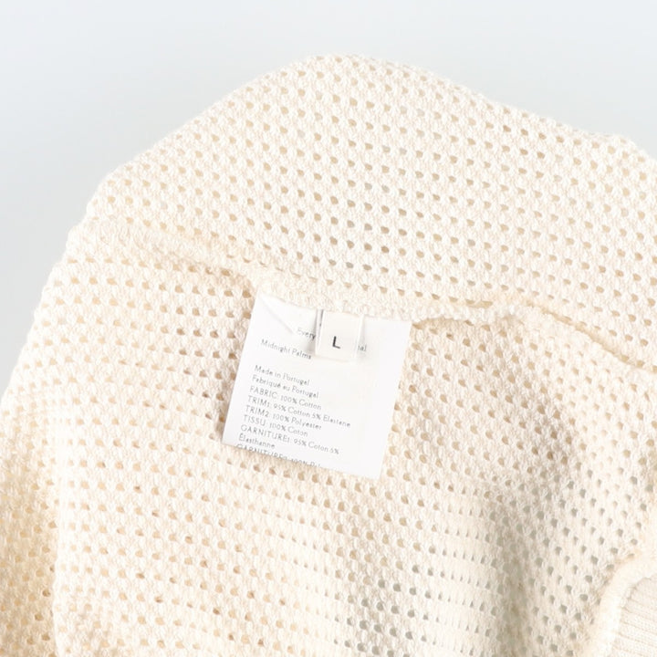 Wales Bonner Collared Mesh Cotton Knit Sweater, Men's Size L cotton unbleached Vintage Second Hand