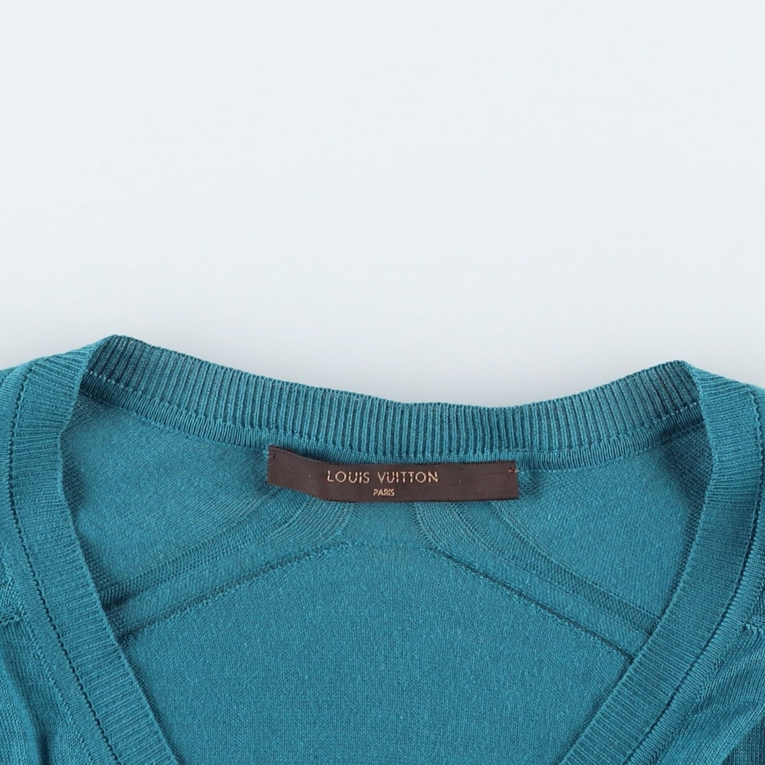 Louis Vuitton V-neck cotton knit sweater, made in Italy, men's size XS equivalent. cotton blue type Vintage Second Hand