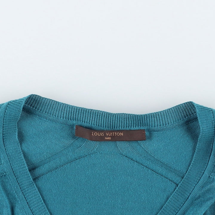 Louis Vuitton V-neck cotton knit sweater, made in Italy, men's size XS equivalent. cotton blue type Vintage Second Hand