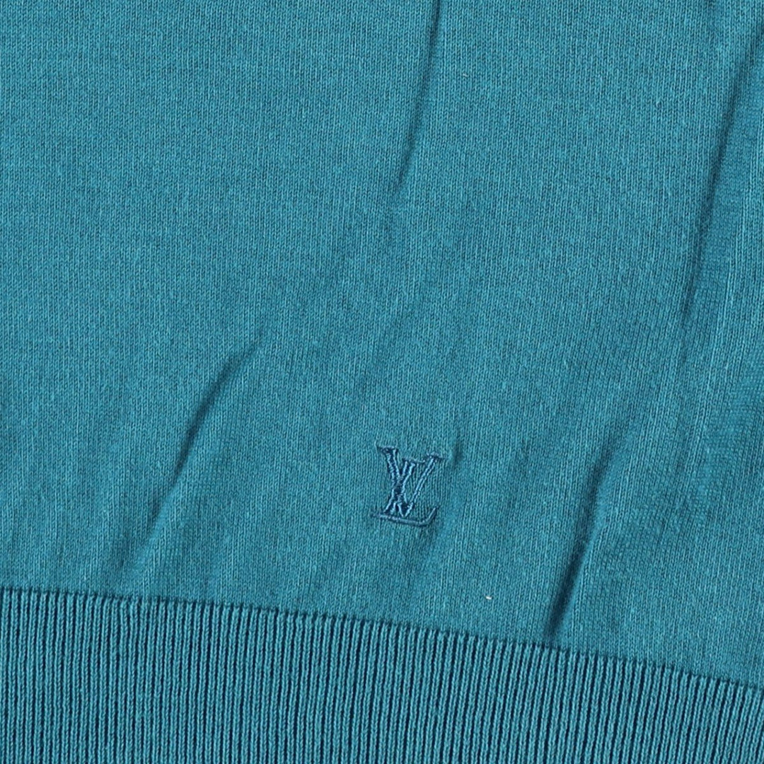 Louis Vuitton V-neck cotton knit sweater, made in Italy, men's size XS equivalent. cotton blue type Vintage Second Hand