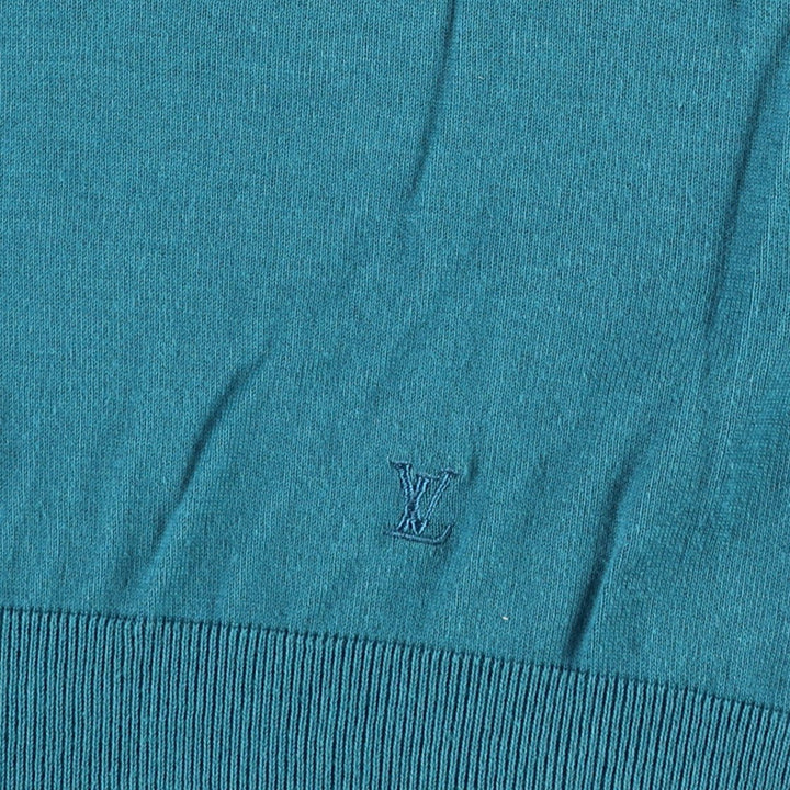 Louis Vuitton V-neck cotton knit sweater, made in Italy, men's size XS equivalent. cotton blue type Vintage Second Hand