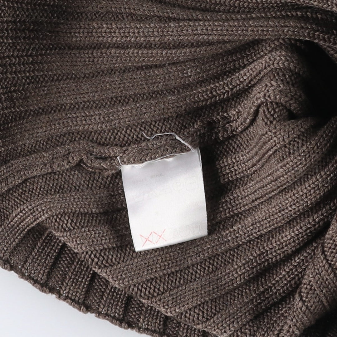 Hunting World ribbed wool knit half-button sweater, made in Italy, men's size XS equivalent. wool brown type Vintage Second Hand