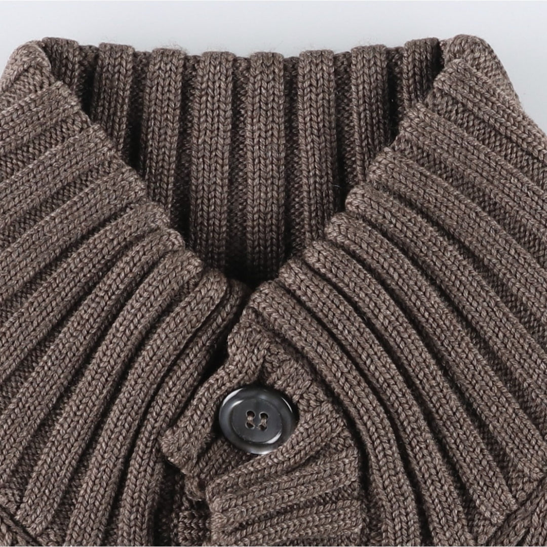 Hunting World ribbed wool knit half-button sweater, made in Italy, men's size XS equivalent. wool brown type Vintage Second Hand