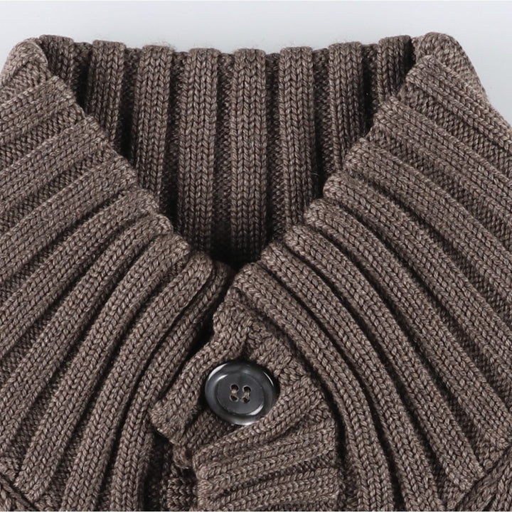 Hunting World ribbed wool knit half-button sweater, made in Italy, men's size XS equivalent. wool brown type Vintage Second Hand