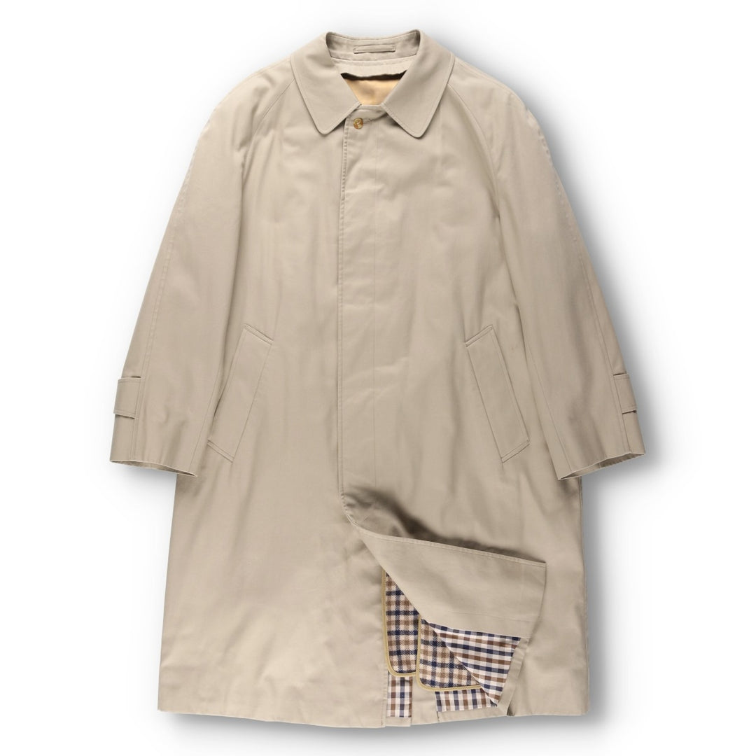 Aquascutum AQUA5 Balmacaan Coat, Made in England, Men's Size L unclear Beige type Vintage Second Hand