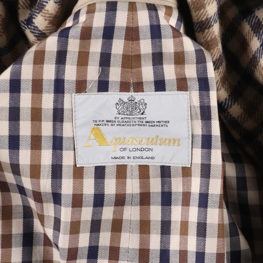Aquascutum AQUA5 Balmacaan Coat, Made in England, Men's Size L unclear Beige type Vintage Second Hand