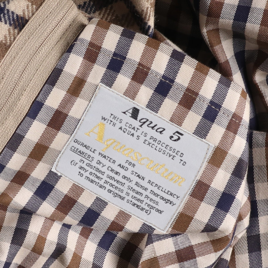 Aquascutum AQUA5 Balmacaan Coat, Made in England, Men's Size L unclear Beige type Vintage Second Hand