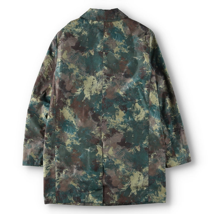 Mackintosh camouflage pattern nylon trench coat/balmacaan coat/half coat, made in England, men's size S equivalent. Nylon Khaki type Vintage Second Hand