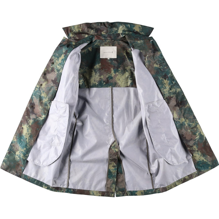 Mackintosh camouflage pattern nylon trench coat/balmacaan coat/half coat, made in England, men's size S equivalent. Nylon Khaki type Vintage Second Hand