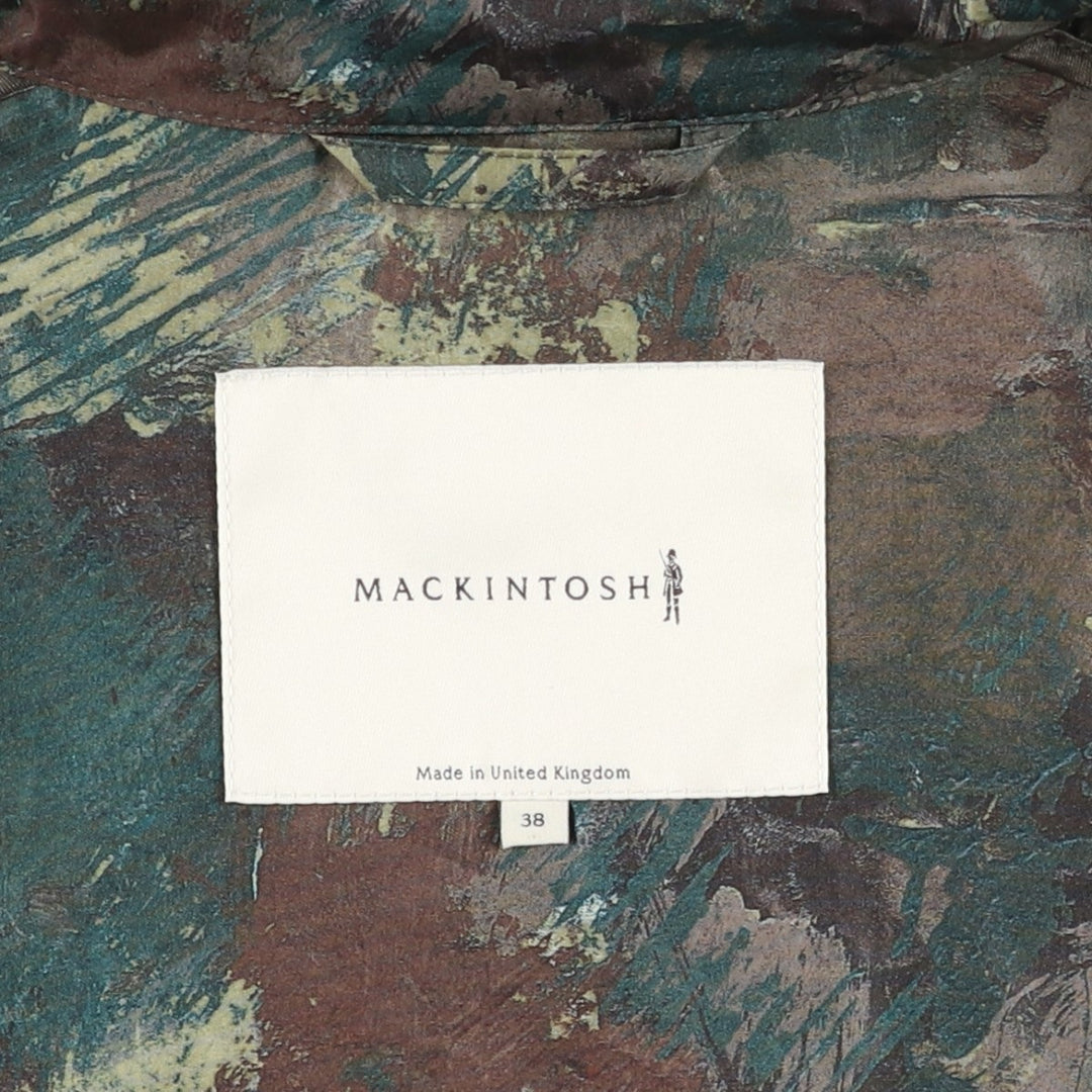 Mackintosh camouflage pattern nylon trench coat/balmacaan coat/half coat, made in England, men's size S equivalent. Nylon Khaki type Vintage Second Hand