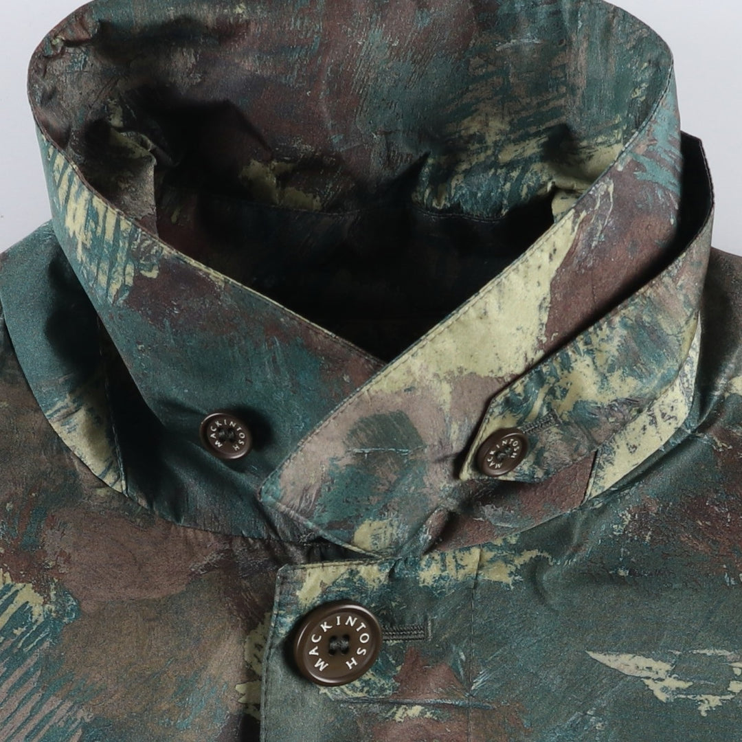Mackintosh camouflage pattern nylon trench coat/balmacaan coat/half coat, made in England, men's size S equivalent. Nylon Khaki type Vintage Second Hand