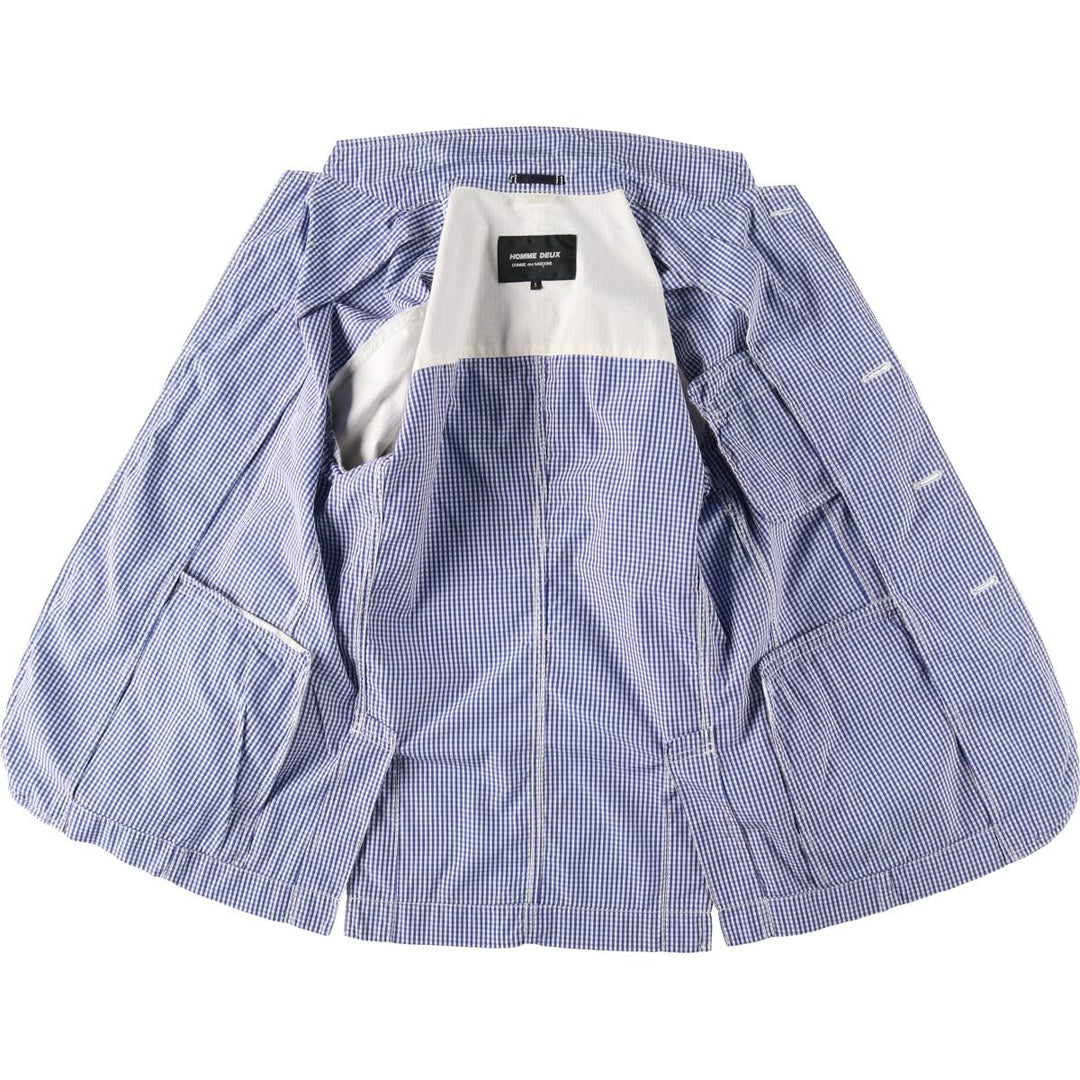 Comme des Garçons Homme Deux gingham check cotton tailored jacket, men's size S (approx.) unclear blue type Vintage Second Hand