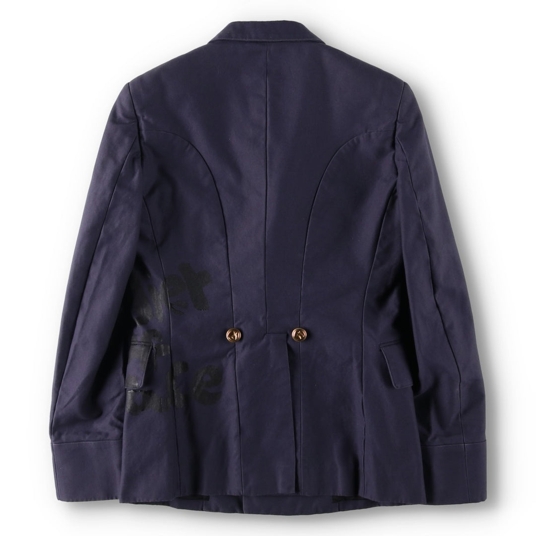 Comme des Garçons Homme Plus Double-Breasted Peaked Lapel Navy Blazer Tailored Jacket (Men's Size XS) cotton navy blue type Vintage Second Hand