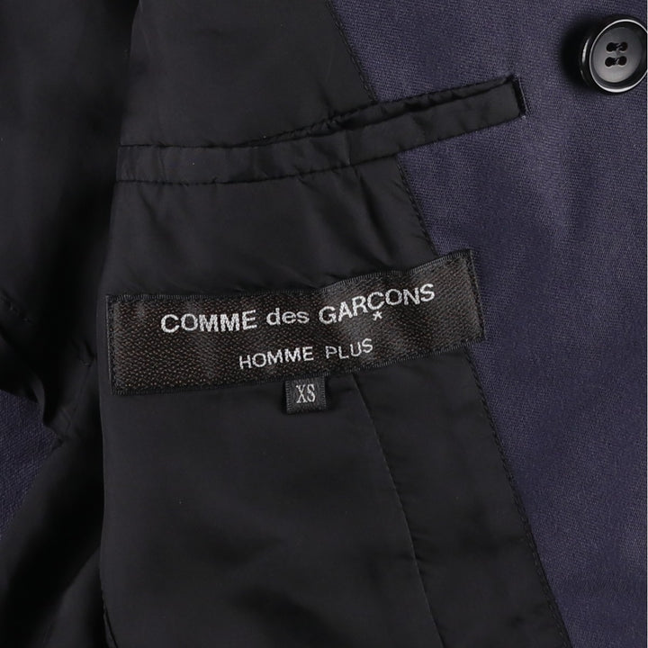 Comme des Garçons Homme Plus Double-Breasted Peaked Lapel Navy Blazer Tailored Jacket (Men's Size XS) cotton navy blue type Vintage Second Hand