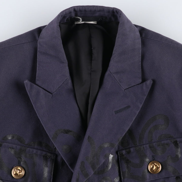 Comme des Garçons Homme Plus Double-Breasted Peaked Lapel Navy Blazer Tailored Jacket (Men's Size XS) cotton navy blue type Vintage Second Hand