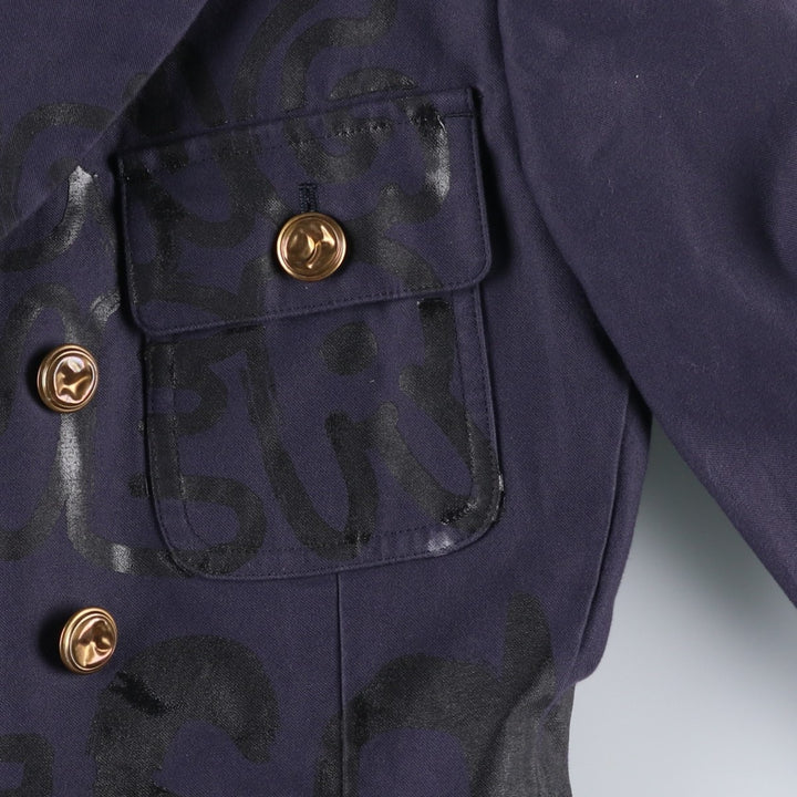 Comme des Garçons Homme Plus Double-Breasted Peaked Lapel Navy Blazer Tailored Jacket (Men's Size XS) cotton navy blue type Vintage Second Hand