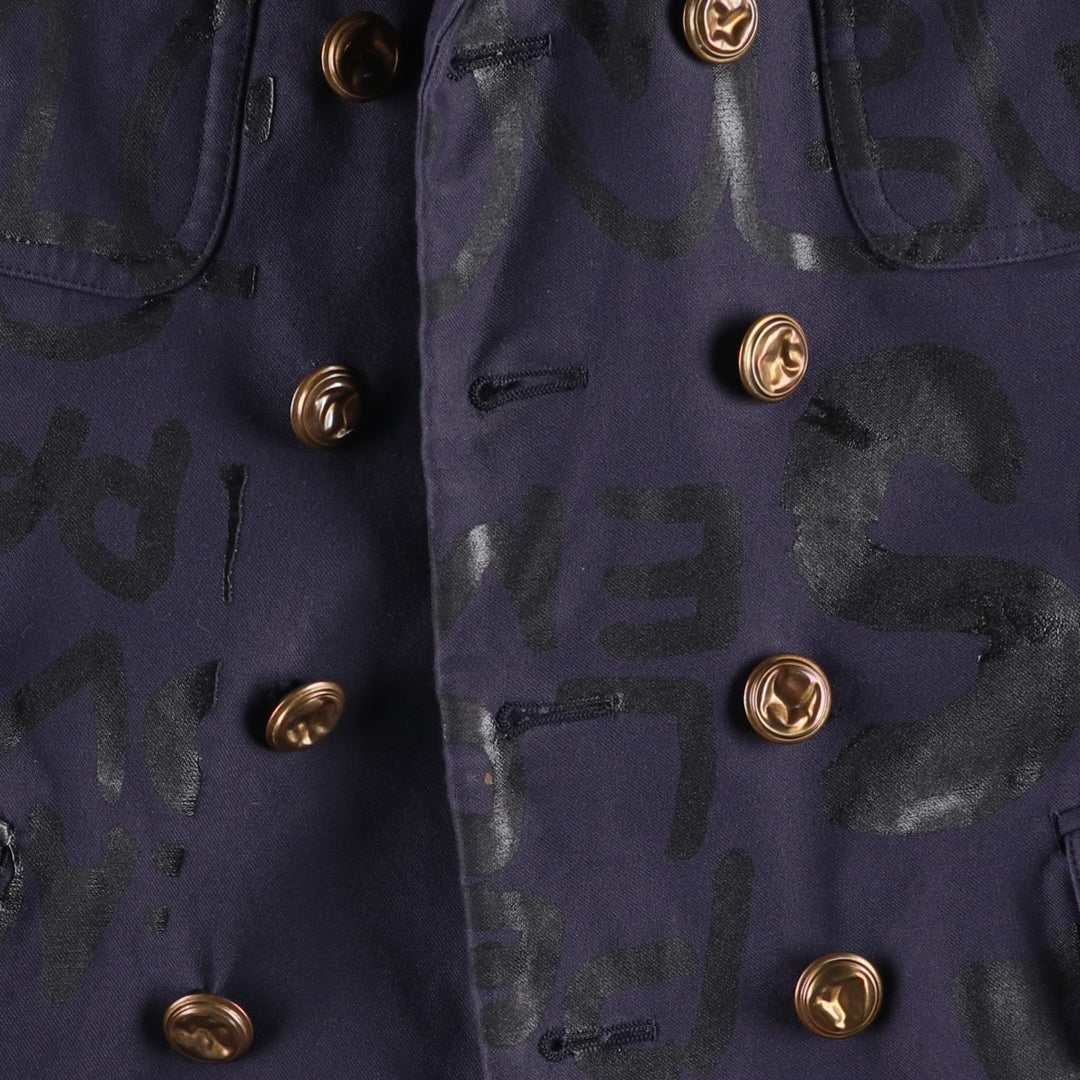 Comme des Garçons Homme Plus Double-Breasted Peaked Lapel Navy Blazer Tailored Jacket (Men's Size XS) cotton navy blue type Vintage Second Hand