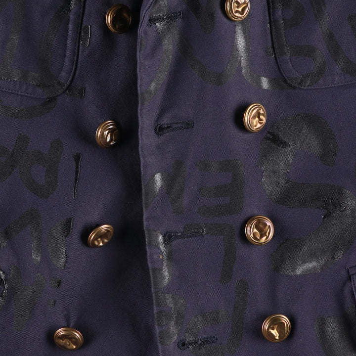 Comme des Garçons Homme Plus Double-Breasted Peaked Lapel Navy Blazer Tailored Jacket (Men's Size XS) cotton navy blue type Vintage Second Hand