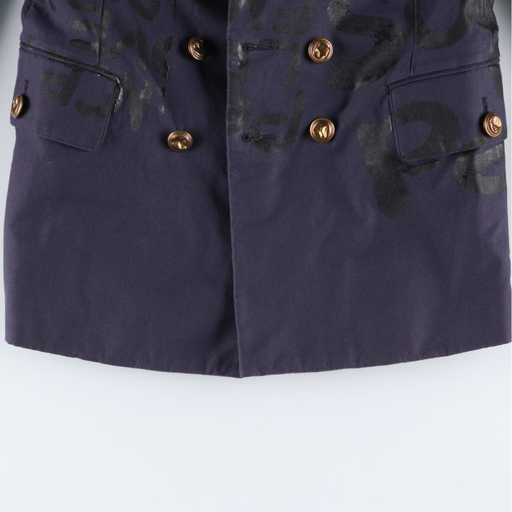 Comme des Garçons Homme Plus Double-Breasted Peaked Lapel Navy Blazer Tailored Jacket (Men's Size XS) cotton navy blue type Vintage Second Hand