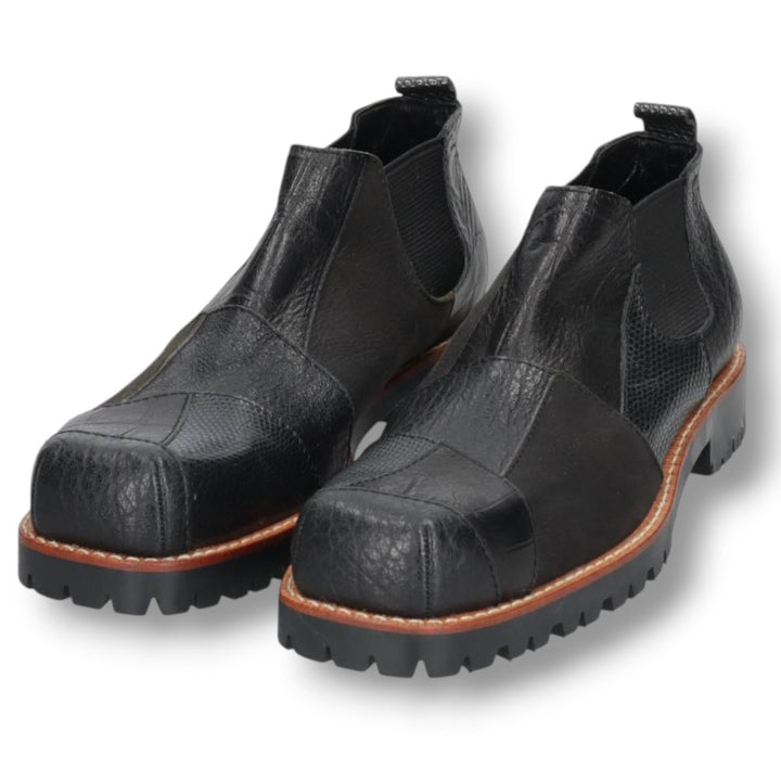 DEAD STOCK Comme des Garçons Homme Plus Square Toe Side Gore Shoes, Size 24 (Men's 9.4" equivalent) /yaa000682 Men's 24.0cm Genuine Leather Cowhide black type Vintage Second Hand