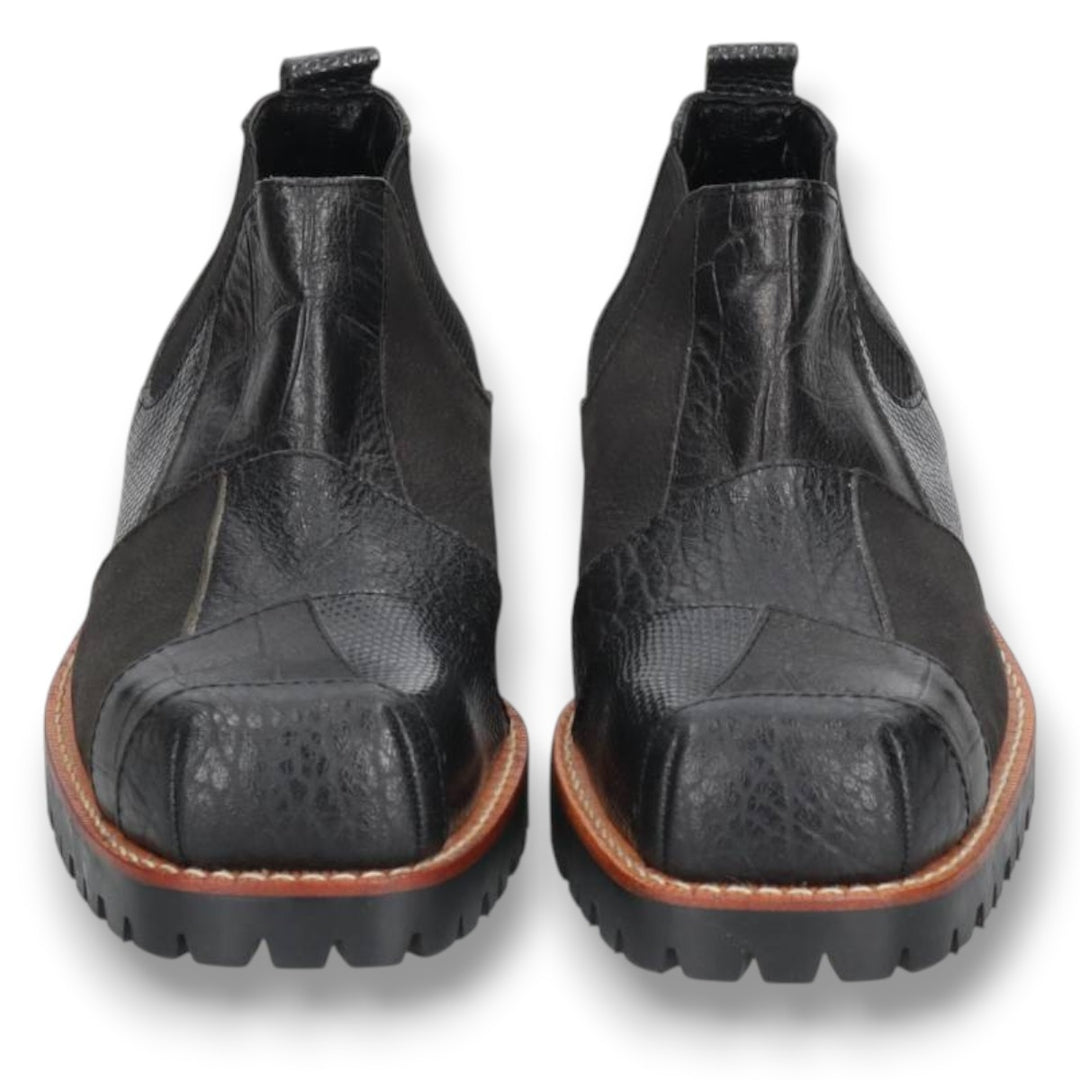 DEAD STOCK Comme des Garçons Homme Plus Square Toe Side Gore Shoes, Size 24 (Men's 9.4" equivalent) /yaa000682 Men's 24.0cm Genuine Leather Cowhide black type Vintage Second Hand