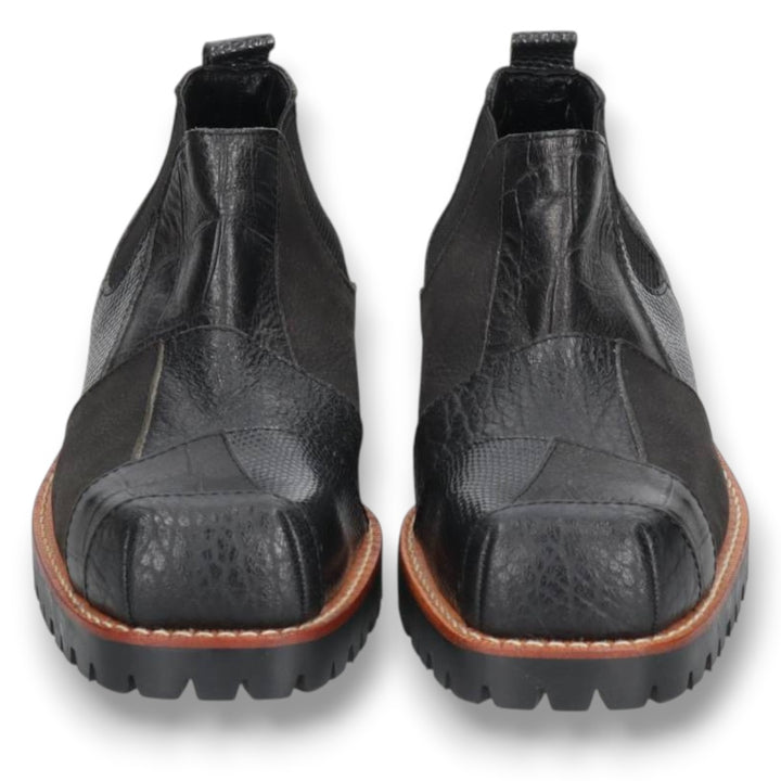 DEAD STOCK Comme des Garçons Homme Plus Square Toe Side Gore Shoes, Size 24 (Men's 9.4" equivalent) /yaa000682 Men's 24.0cm Genuine Leather Cowhide black type Vintage Second Hand
