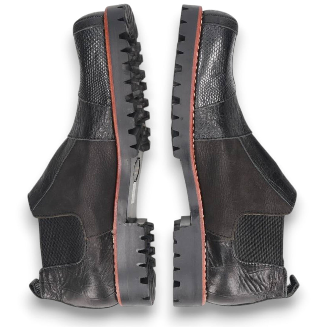 DEAD STOCK Comme des Garçons Homme Plus Square Toe Side Gore Shoes, Size 24 (Men's 9.4" equivalent) /yaa000682 Men's 24.0cm Genuine Leather Cowhide black type Vintage Second Hand