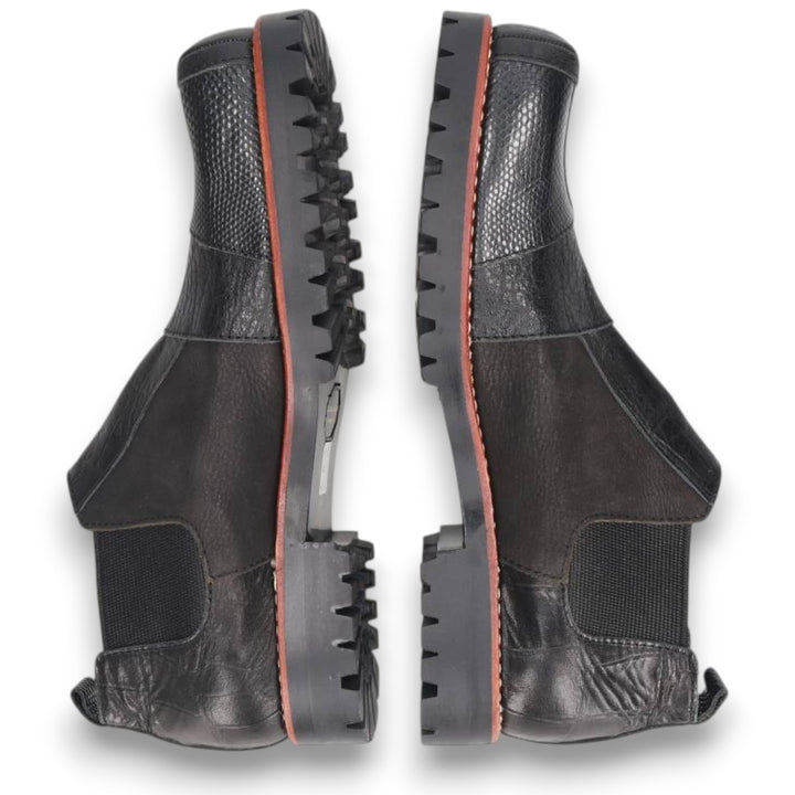 DEAD STOCK Comme des Garçons Homme Plus Square Toe Side Gore Shoes, Size 24 (Men's 9.4" equivalent) /yaa000682 Men's 24.0cm Genuine Leather Cowhide black type Vintage Second Hand