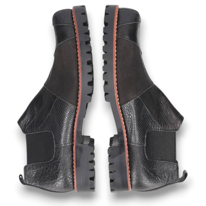 DEAD STOCK Comme des Garçons Homme Plus Square Toe Side Gore Shoes, Size 24 (Men's 9.4" equivalent) /yaa000682 Men's 24.0cm Genuine Leather Cowhide black type Vintage Second Hand