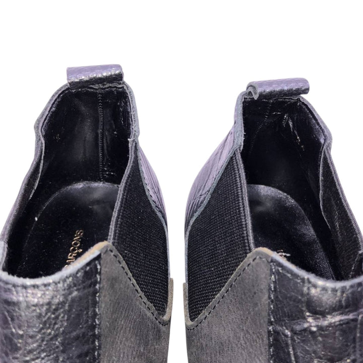 DEAD STOCK Comme des Garçons Homme Plus Square Toe Side Gore Shoes, Size 24 (Men's 9.4" equivalent) /yaa000682 Men's 24.0cm Genuine Leather Cowhide black type Vintage Second Hand