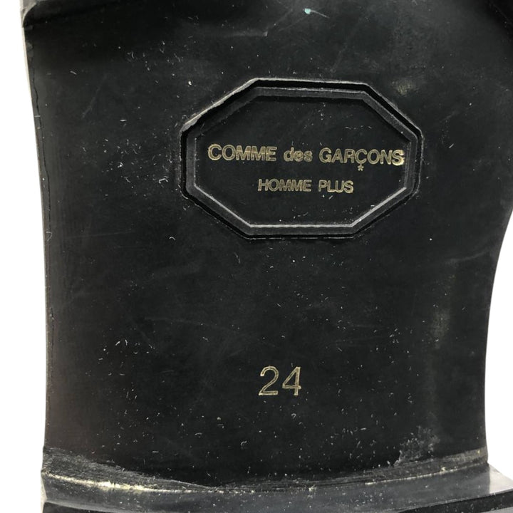 DEAD STOCK Comme des Garçons Homme Plus Square Toe Side Gore Shoes, Size 24 (Men's 9.4" equivalent) /yaa000682 Men's 24.0cm Genuine Leather Cowhide black type Vintage Second Hand