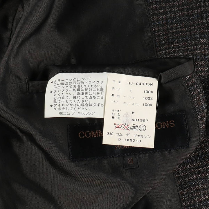 Comme des Garçons Homme Check Pattern Wool Tailored Jacket, Men's Size M (approx.) wool Charcoal Vintage Second Hand
