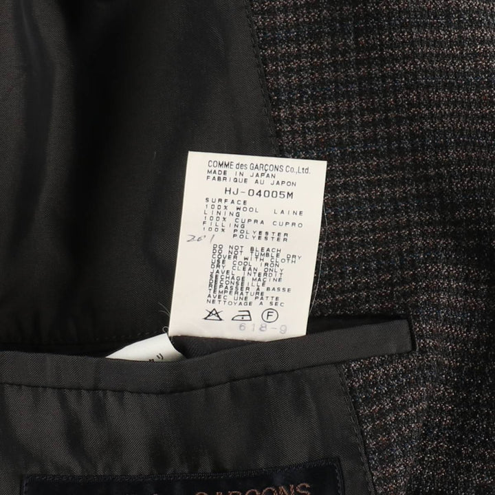 Comme des Garçons Homme Check Pattern Wool Tailored Jacket, Men's Size M (approx.) wool Charcoal Vintage Second Hand