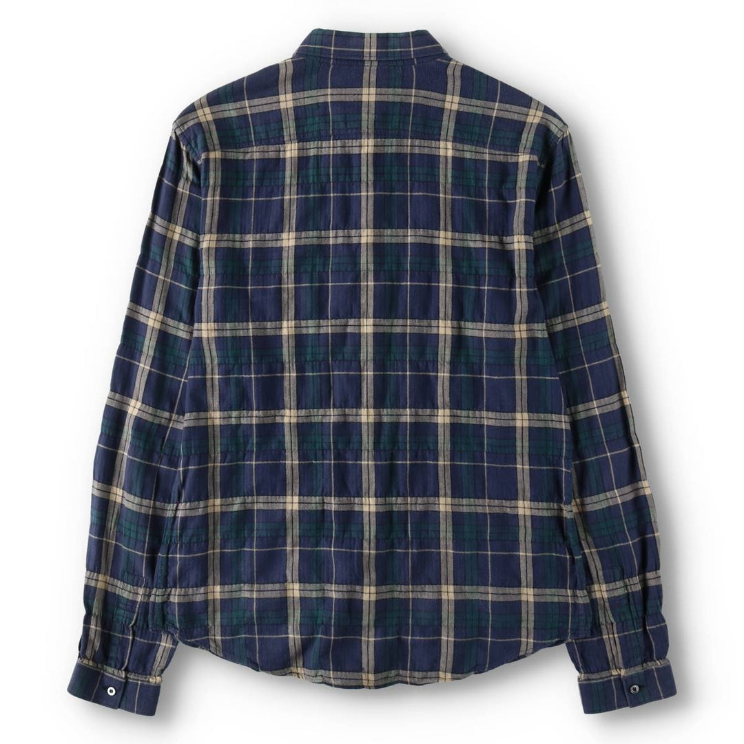 Gucci long-sleeved light flannel check shirt, made in Italy, men's size M equivalent. cotton navy blue type Vintage Second Hand