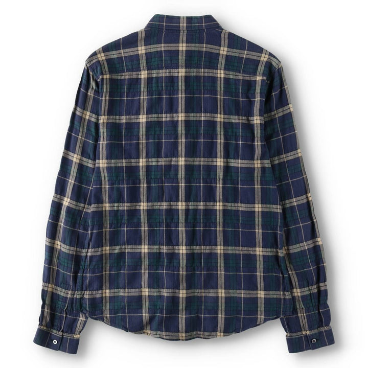Gucci long-sleeved light flannel check shirt, made in Italy, men's size M equivalent. cotton navy blue type Vintage Second Hand