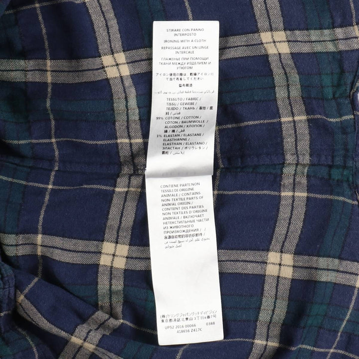 Gucci long-sleeved light flannel check shirt, made in Italy, men's size M equivalent. cotton navy blue type Vintage Second Hand
