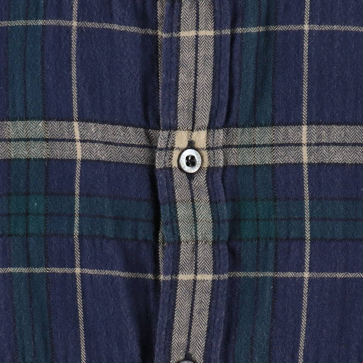 Gucci long-sleeved light flannel check shirt, made in Italy, men's size M equivalent. cotton navy blue type Vintage Second Hand