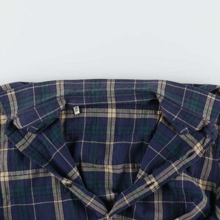 Gucci long-sleeved light flannel check shirt, made in Italy, men's size M equivalent. cotton navy blue type Vintage Second Hand