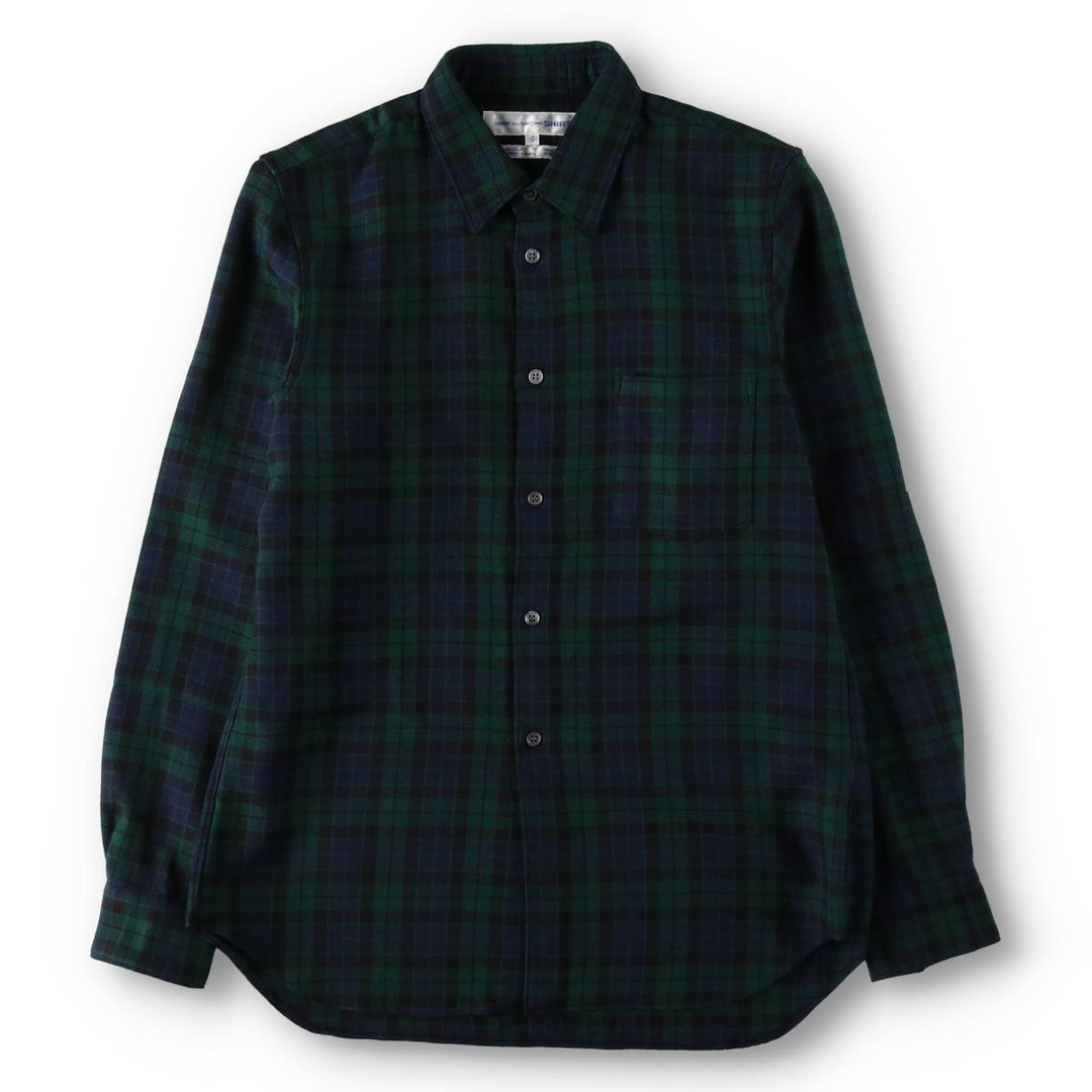 Comme des Garçons SHIRT Check Pattern Wool Shirt, Made in France, Men's Size S (approx.) wool green type Vintage Second Hand