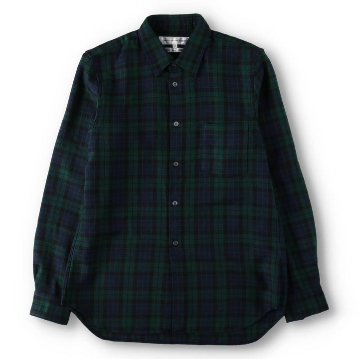 Comme des Garçons SHIRT Check Pattern Wool Shirt, Made in France, Men's Size S (approx.) wool green type Vintage Second Hand